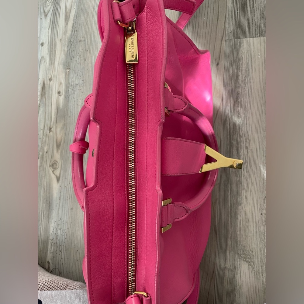 YSL Saint Laurent Classic Y Cabas Fuchsia Leather Satchel - Picture 14 of 16